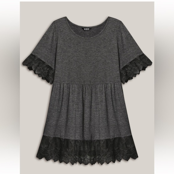 BloomChic Plus Size 2XL Lace Detail Round Neck Peplum Top us18-20 - Picture 4 of 5